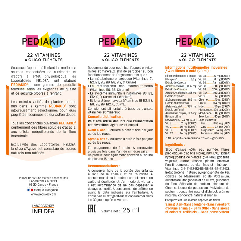 PEDIAKID® Gommes Immunité - Pilulier de 60 oursons - Goût framboise. -  Pediakid