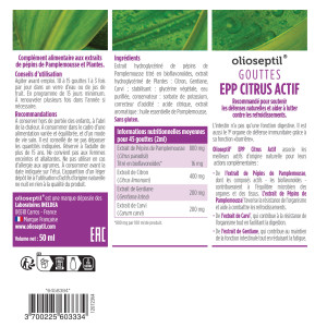 Gouttes Extrait Pépins Pamplemousse Citrus Actif - Olioseptil - Ingrédients